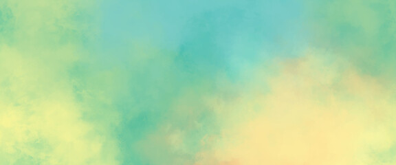 Wall Mural - abstract green background with drops, creative green and yellow shades hand drawn texture. watercolo