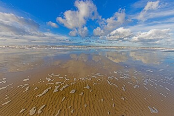 Wall Mural - Winter image of a North Sea beach near Vejers in Denmark