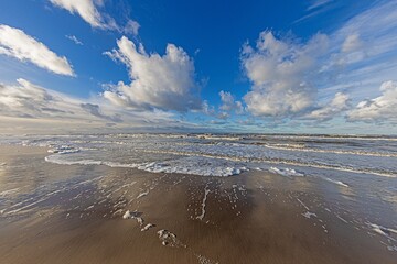 Wall Mural - Winter image of a North Sea beach near Vejers in Denmark