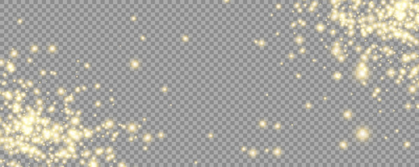 The light star dust sparks glowing on a transparent background. PNG Stock royalty free vector illustration