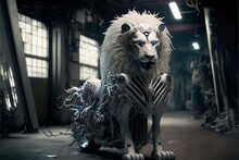 A Cyborg Lion That Has Been Transformed Into A Futuristic Motorcycle