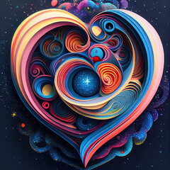 Wall Mural - Abstract love and heart quilling - By Generative AI