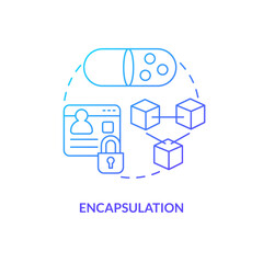 Sticker - Encapsulation blue gradient concept icon. Object-oriented programming abstract idea thin line illustration. Private state. Combining together. Isolated outline drawing. Myriad Pro-Bold font used