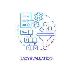 Lazy evaluation blue gradient concept icon. Functional programming benefit abstract idea thin line illustration. Call-by-need. Algorithms. Isolated outline drawing. Myriad Pro-Bold font used