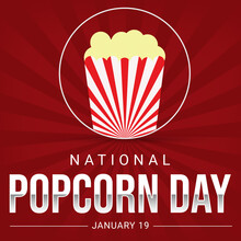 National Popcorn Day Wallpaper With Popcorn And Typography On A Red Backdrop. Popcorn Day Background
