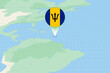 © boldg - Map illustration of Barbados with the flag. Cartographic illustration of Barbados and neighboring countries.