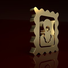 Gold Christian icon isolated on brown background. Minimalism concept. 3D render illustration