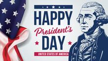 Presidents Day Background. Banner On Top Of American Flag. Vector Illustration.