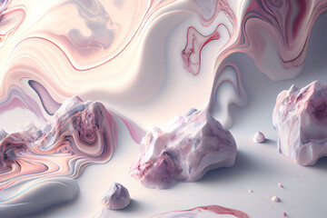 Fototapete - Marble texture with wavy lines in pastel shades. Elegant background. Gen Art	