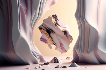 Fototapete - Marble texture with wavy lines in pastel shades. Elegant background. Gen Art	