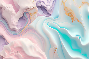 Fototapete - Marble texture with wavy lines in pastel shades. Elegant background. Gen Art