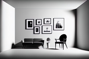 Poster - minimalist interior design with gallery furniture. Generative AI