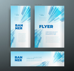 Sticker - Set cover template design Action lines future theme flyer and banners blue color