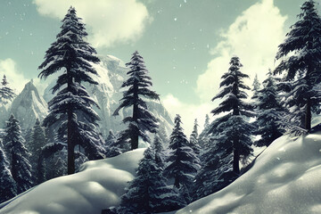 Sticker - Winter mountain landscape AI generated image