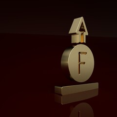 Poster - Gold Force of physic formula calculation icon isolated on brown background. Minimalism concept. 3D render illustration