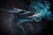  a dragon with a cigarette in it's mouth and smoke coming out of it's mouth, on a black background with a black background with a white smoke trail of smoke behind. Generative AI