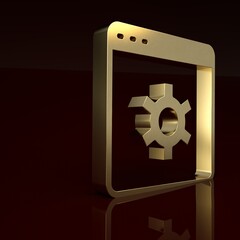 Poster - Gold Browser setting icon isolated on brown background. Adjusting, service, maintenance, repair, fixing. Minimalism concept. 3D render illustration
