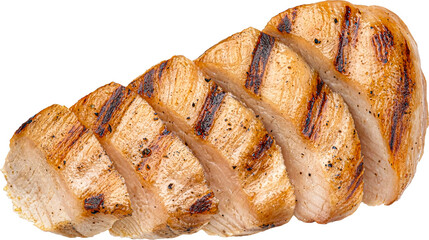 Wall Mural - grilled chicken breast slices isolated