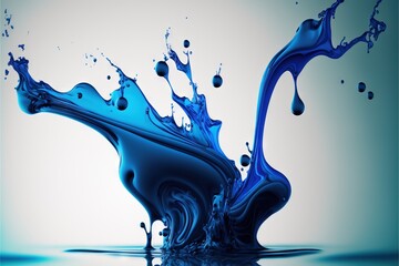 Sticker - a blue liquid splashing into the water with a light blue back ground and a light blue back ground and a light blue background