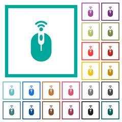 Sticker - Wireless computer mouse flat color icons with quadrant frames