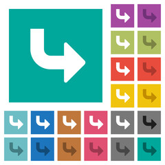 Wall Mural - Bottom right side turn arrow solid square flat multi colored icons