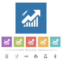 Canvas Print - Vaccination graph flat white icons in square backgrounds