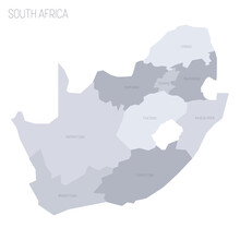 South Africa Political Map Of Administrative Divisions - Provinces. Grey Vector Map With Labels.