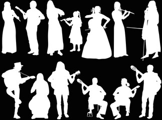 Wall Mural - thirteen musicians isolated on black