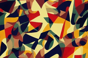 Wall Mural - Pattern consisting of a variety of abstract forms, brush strokes, squares, and color blocks. Generative AI