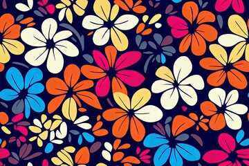 Wall Mural - Colorful, abstract floral motif that repeats seamlessly Generative AI