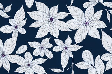 Wall Mural - Flower and leaf motifs repeated endlessly. Lovely summertime print Generative AI