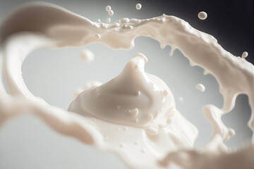 3d illustration of milk splashing and revolving in the air like splashing waves