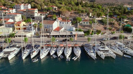 Wall Mural - Sailing boats in Agia Effimia village on Kefalonia island, Ionian sea, Greece