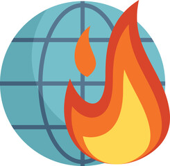 Sticker - Planet warming icon flat vector. Global climate. Eco disaster isolated