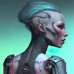 Wall Mural - Cyberpunk woman, (Generative AI)