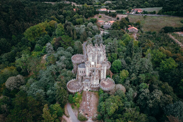 Aerial view of Butron Castle, Basque Country, Spain