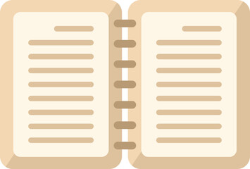 Poster - open notepad icon flat vector. letter text. content desk isolated