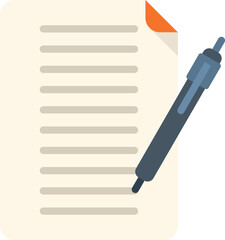 Poster - Writing paper icon flat vector. Text message. Content desk isolated