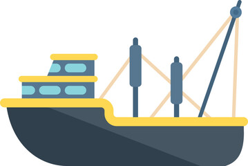 Poster - Cargo fishing boat icon flat vector. Fish ship. Sea vessel isolated