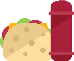 Wall Mural - Drink product lunch icon flat vector. Healthy dinner. Meal school isolated