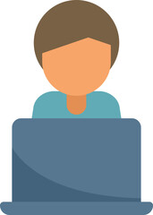 Sticker - Boy online dating icon flat vector. Internet application. Social profile isolated