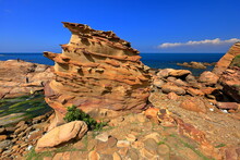 Coastal Rock Formations In Nanya, Northeast Coast National Scenic Area, Taipei Taiwan.