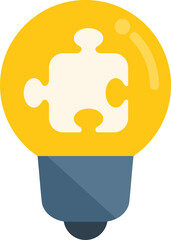 Poster - Puzzle idea bulb icon flat vector. Business solution. Think startup isolated