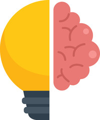 Sticker - Brainstorming idea icon flat vector. Bulb creative. Business solution isolated