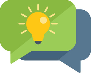 Poster - Idea chat icon flat vector. Bulb creative. Think mind isolated