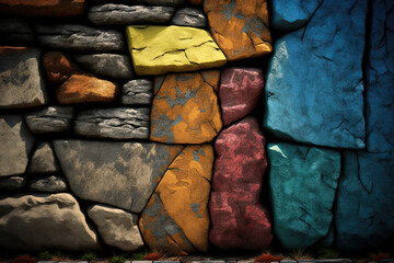 Wall Mural - natural stone wall with color. Generative AI