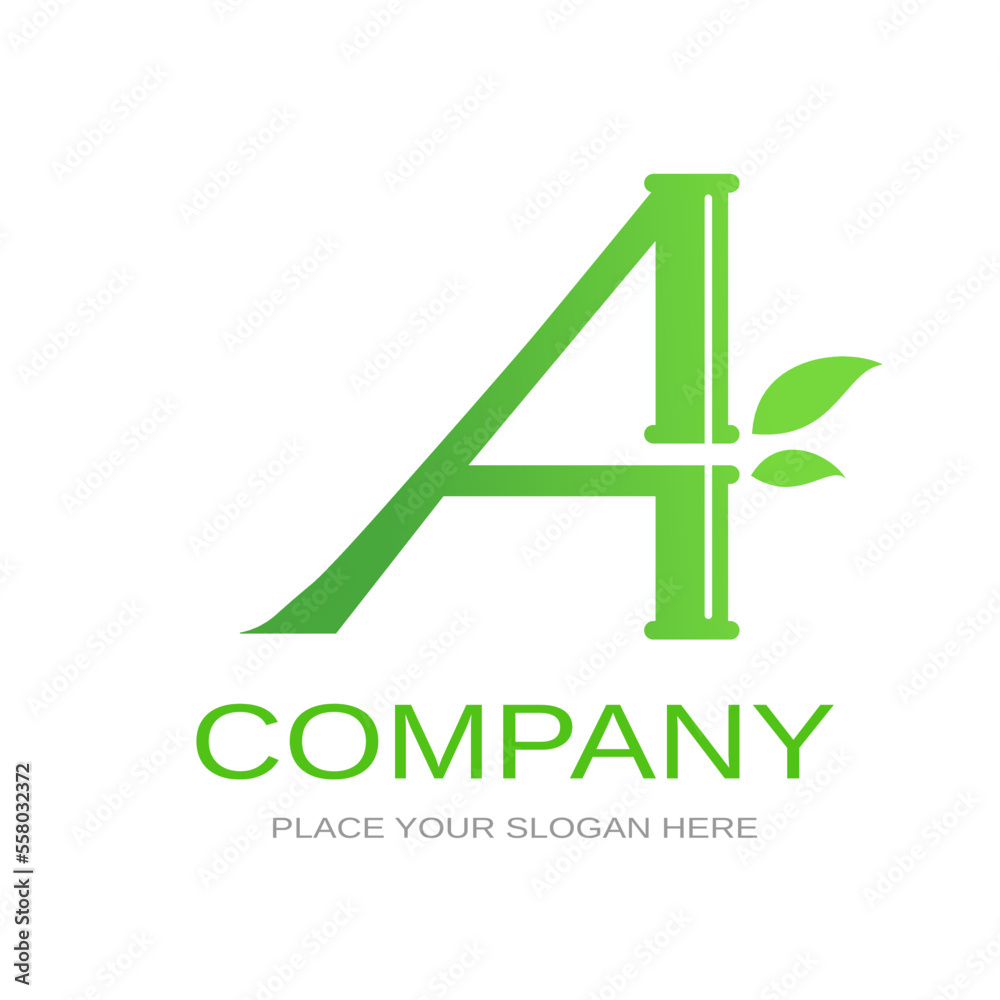 Bamboo A letter or alphabet vector logo template. This logo with symbol ...