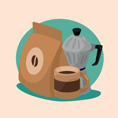 Poster - coffee bag and kettle