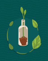 Poster - ecology bottle with leafs