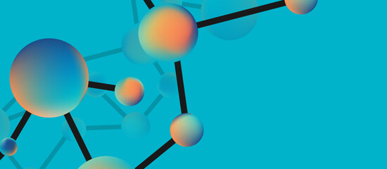 Poster - Line points connections geometric landing page background. Fluid circles and spheres with liquid gradients. Vector Illustration For Wallpaper, Banner, Background, Card, Book Illustration, landing page